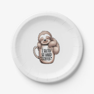 I Sloth Without Coffee Paper Plate