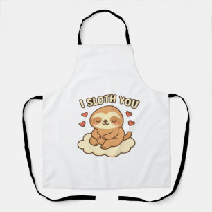 I Sloth You - Cute Kawaii Sloth Love Pun Design Cl Apron