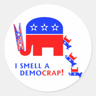 I Smell A Democrap Classic Round Sticker