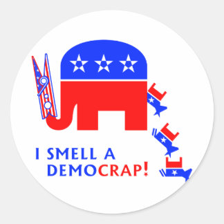 I Smell A Democrap Classic Round Sticker