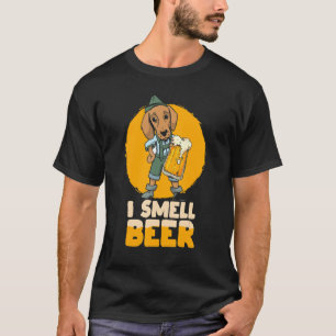 I Smell Beer Dog In Bavarian Oufit German Party T-Shirt