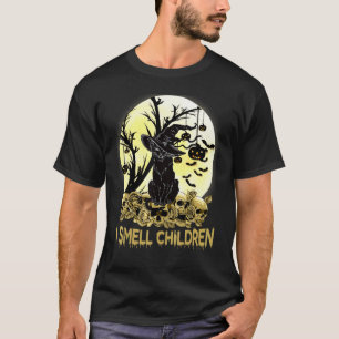 I Smell Children Halloween Costume Black Cat Witch T-Shirt