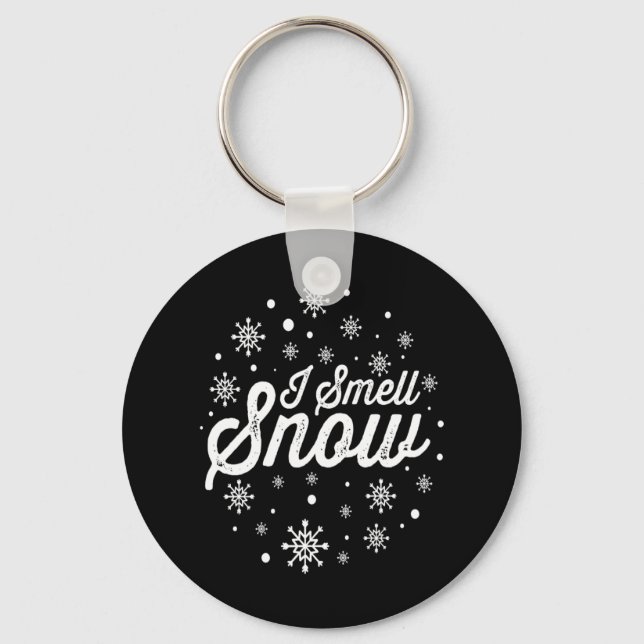 I Smell Snow Funny Holiday Snowflakes Xmas Gift Key Ring (Front)