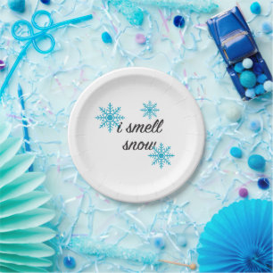 I Smell Snow Snowflake Motif Paper Plate