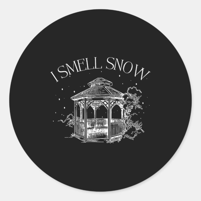 I Smell Snow Winter Christmas Snowball Design  Classic Round Sticker (Front)