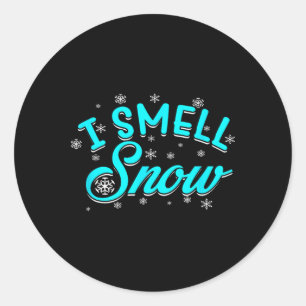 I Smell Snow Winter Skiing Snowboarding  Classic Round Sticker