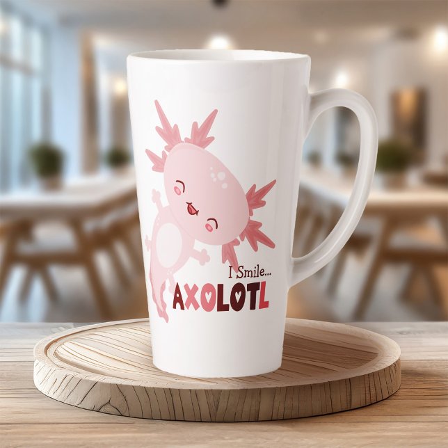 I Smile A Lot Personalised Kawaii Axolotl Latte Mug (A full of “em-ocean” Axolotl latte mug!)