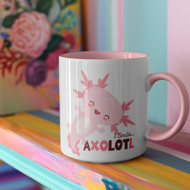I Smile A Lot Personalised Kawaii Axolotl Mug (The Mexican walking fish better known as the Axolotl is here to rock your world!)