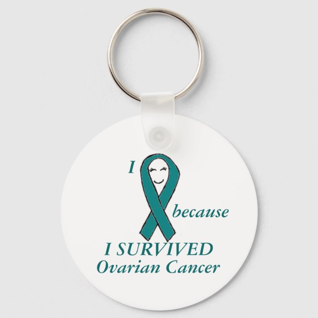I smile because I survived Ovarian Cancer Key Ring (Front)