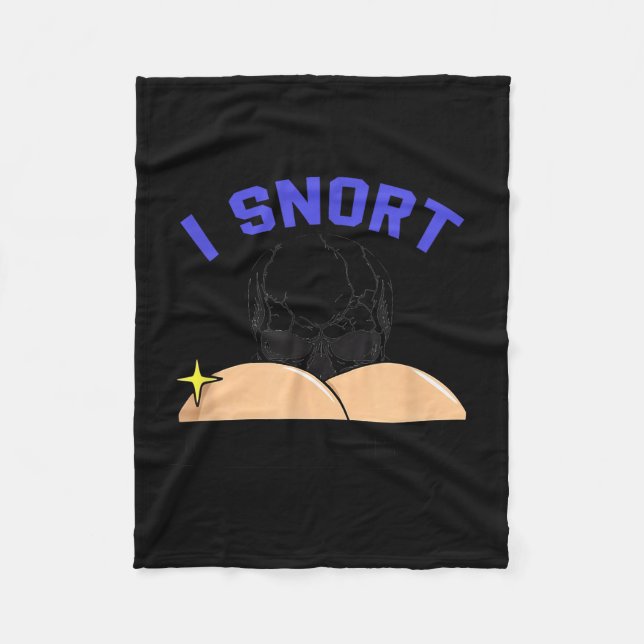 I Snort Crack Skeleton Funny Skull Butt Soky Hallo Fleece Blanket (Front)