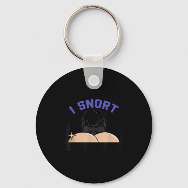 I Snort Crack Skeleton Funny Skull Butt Soky Hallo Key Ring (Front)