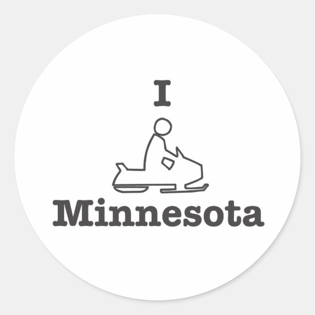 I Snowmobile Minnesota Classic Round Sticker (Front)