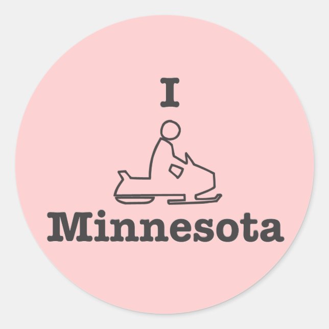 I Snowmobile Minnesota Classic Round Sticker (Front)