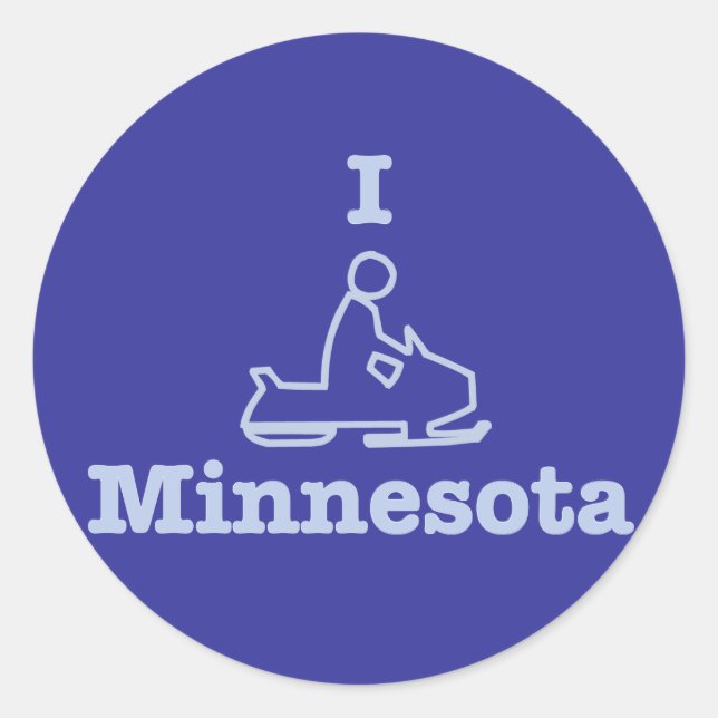 I Snowmobile Minnesota Classic Round Sticker (Front)