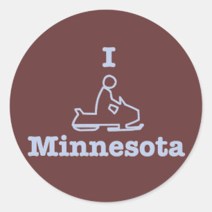 I Snowmobile Minnesota Classic Round Sticker