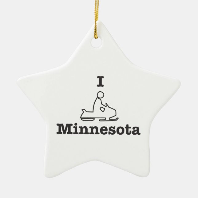 I Snowmobile Minnesota in black Ceramic Tree Decoration (Front)