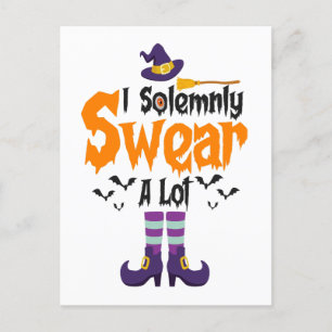I Solemnly Swear A Lot Funny Spooky Gothic Witch Postcard
