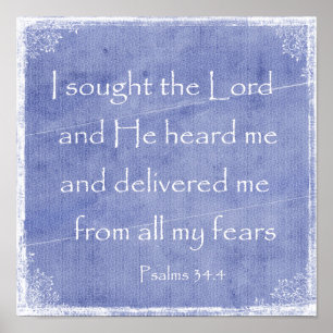 I sought the Lord, He heard me Bible Verse Poster