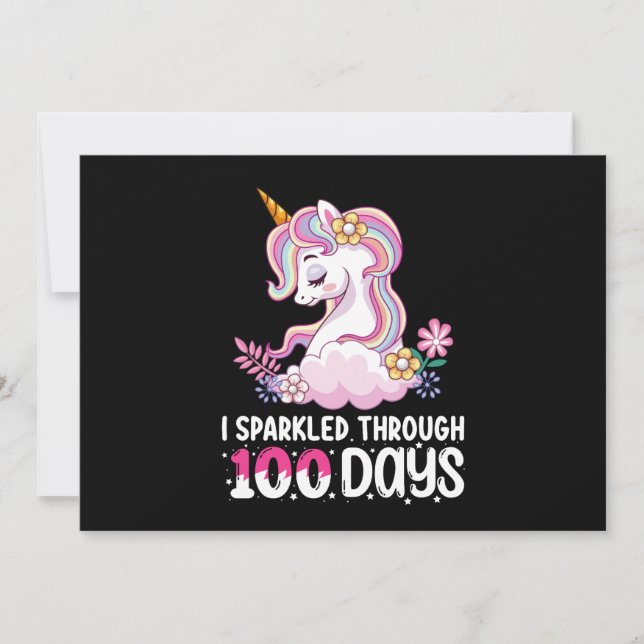 I Sparkled Through 100 Days of School Unicorn Invitation (Front)
