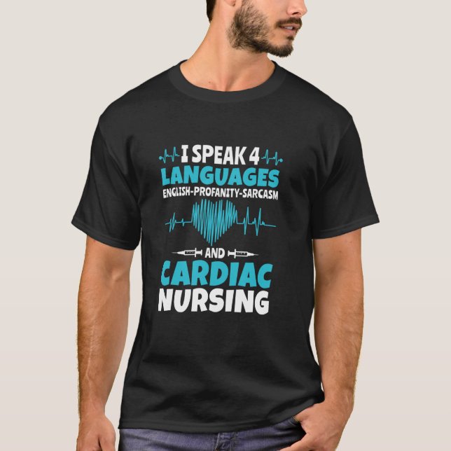 I Speak 4 Languages Sonographer Cardiologist Cardi T-Shirt (Front)