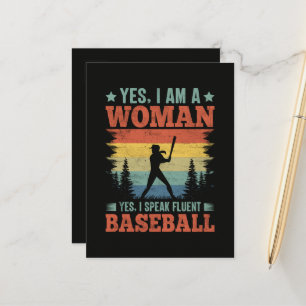 I Speak Fluent Baseball Female Player Fan Announcement Postcard