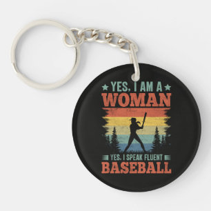 I Speak Fluent Baseball Female Player Fan Key Ring