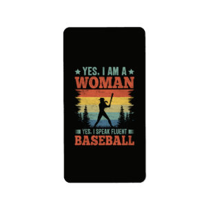 I Speak Fluent Baseball Female Player Fan Label