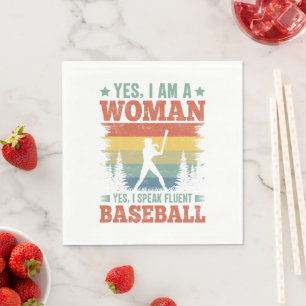 I Speak Fluent Baseball Female Player Fan Napkin
