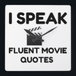 I Speak Fluent Movie Quotes Square Wall Clock<br><div class="desc">Pop Art,  Christmas,  Illusion,  Cartoon,  Coffee,  Inking,  Typography,  Vintage,  Jokes,  Anime,  Movies,  Comic,  Nature,  Doodle,  Tv,  Character,  Humour,  Mystical,  Ghost,  Music,  I Speak Fluent Movie Quotes,  Wonderful,  Sketch,  Skull,  Funny</div>