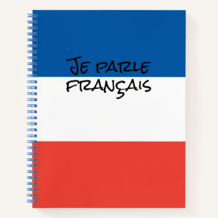 I Speak French with France Flag Colours Language Notebook
