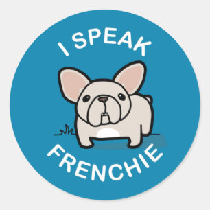 I Speak Frenchie - Blue Classic Round Sticker