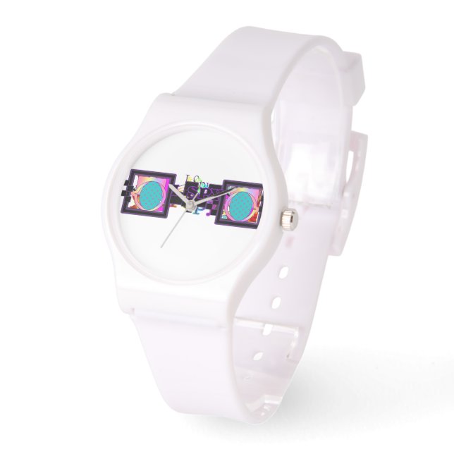 I Spy Glasses Dial White Silicone Watch (Angle)