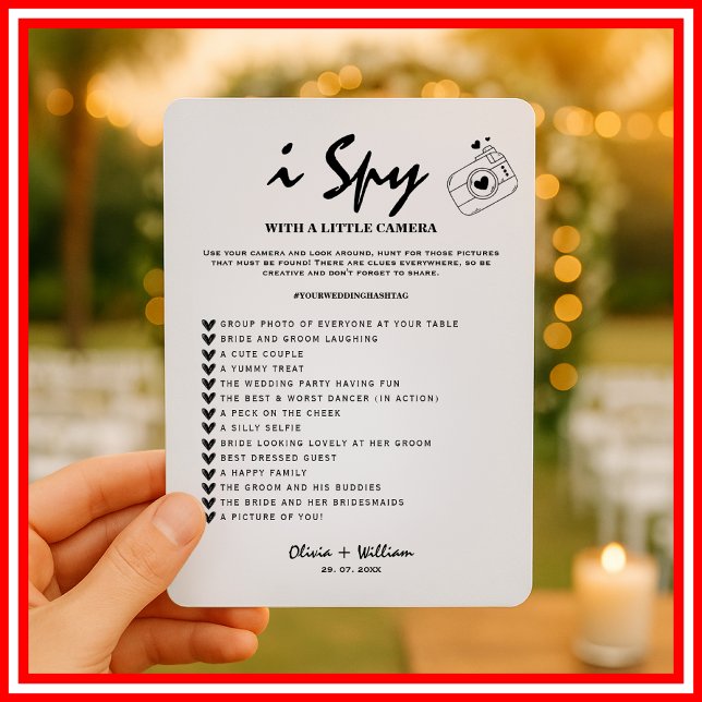 i Spy Photo Hunt Wedding Reception Scavenger Game Invitation (Creator Uploaded)