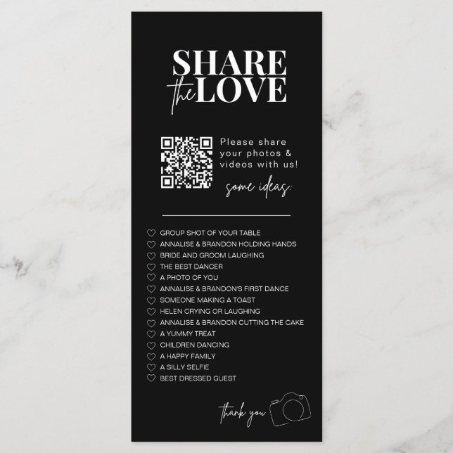 I spy wedding game Share the love photo scavenge Menu (Front)