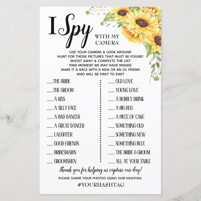 I Spy wedding reception game english spanish (Front)