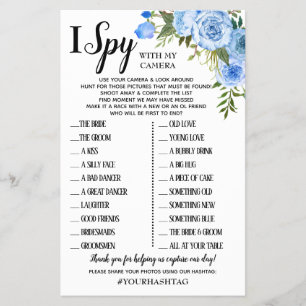 I Spy wedding reception game english spanish card