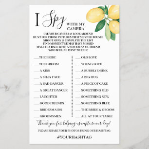 I Spy Wedding Reception Shower Lemons Game Card