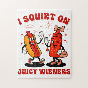 I Squirt On Juicy Wieners Adult Humour Funny Jigsaw Puzzle