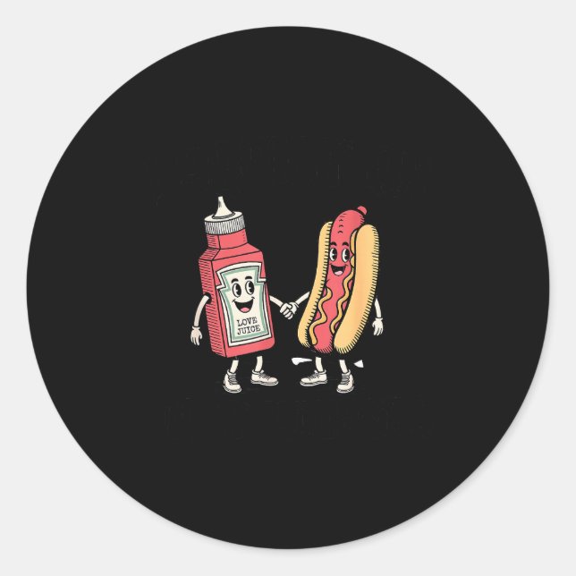 I Squirt On Juicy Wieners Hot Dog Funny Joke Retro Classic Round Sticker (Front)