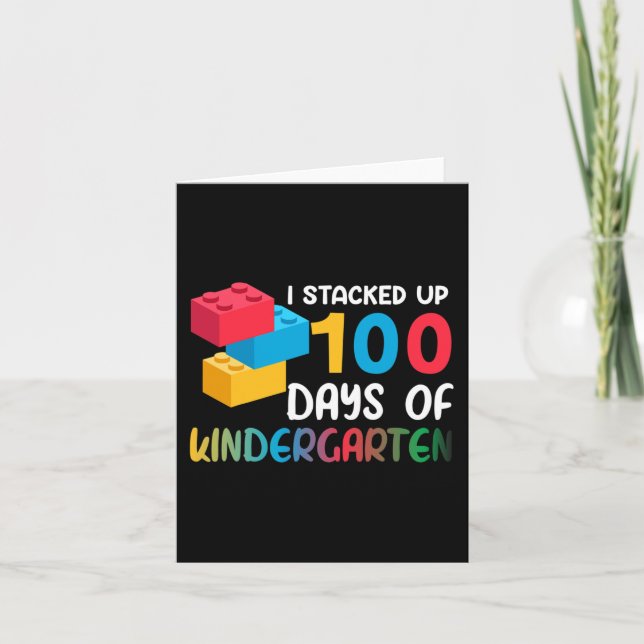 I Stacked Up 100 Days of Kindergarten Building Blo Card (Front)