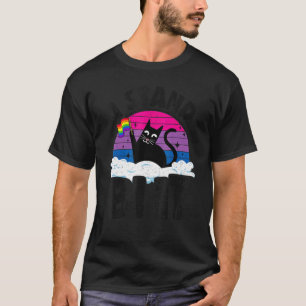 I Stand Bi It Rainbow Cat Bisexual Pride Flag Bi P T-Shirt