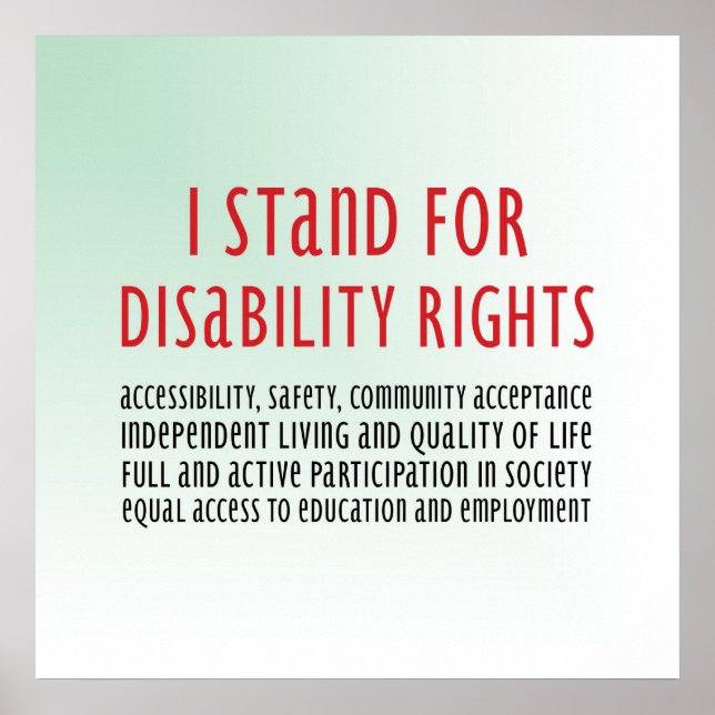 I Stand for Disability Rights Poster (Front)