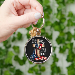 I Stand For The Flag And Kneel For The Cross Key Ring
