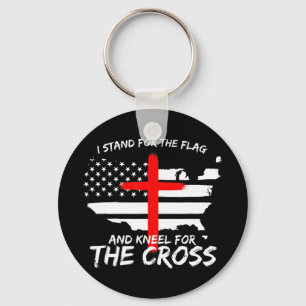 I Stand for the Flag and Kneel for the Cross Patri Key Ring