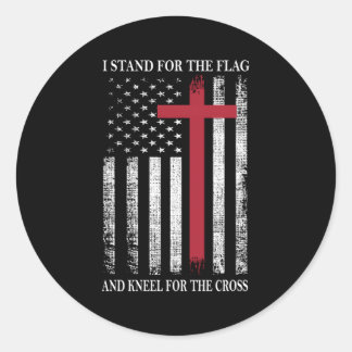 I Stand For The Flag And Kneel For The Cross Usa F Classic Round Sticker