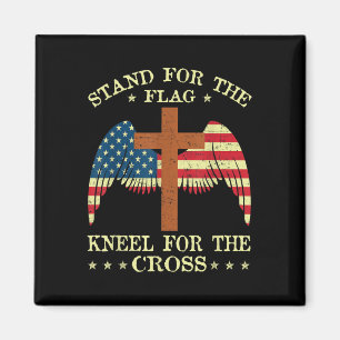 I Stand For The Flag Kneel For The Cross Memorial Magnet