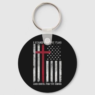 I Stand For The Flag Kneel For The Cross Usa Ameri Key Ring