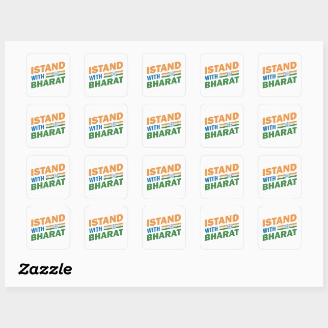 I stand with Bharat India Square Sticker (Sheet)