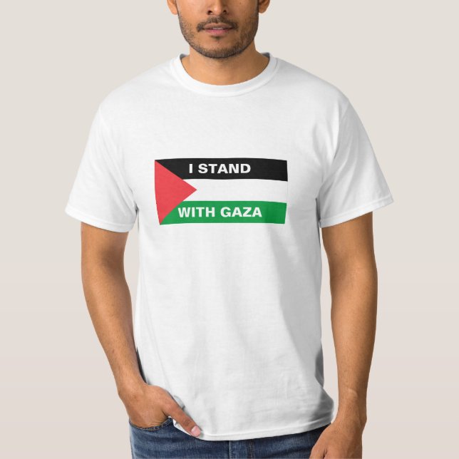 I stand with Gaza custom text Palestine flag T-Shirt (Front)