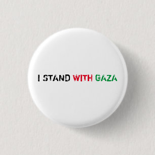 I stand with Gaza distressed grunge text white 3 Cm Round Badge